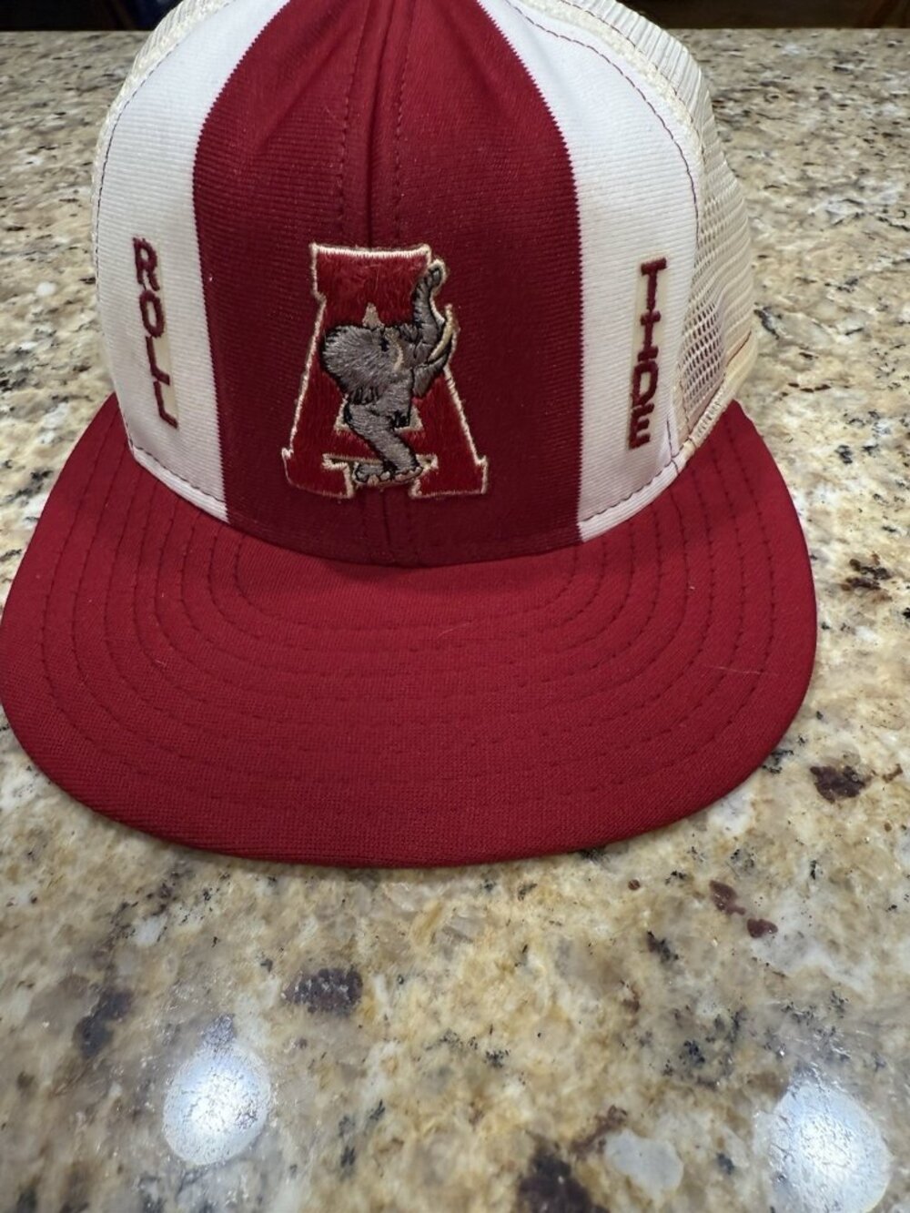 Vintage 80s University Alabama Crimson Tide Mesh Trucker Hat Snapback Heavy Wear